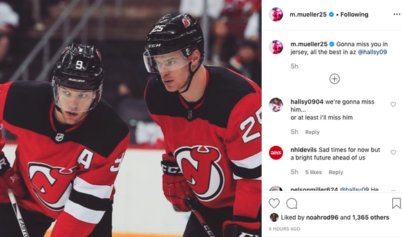 Mirco Müller verabschiedet sich auf Instagram von Taylor Hall.