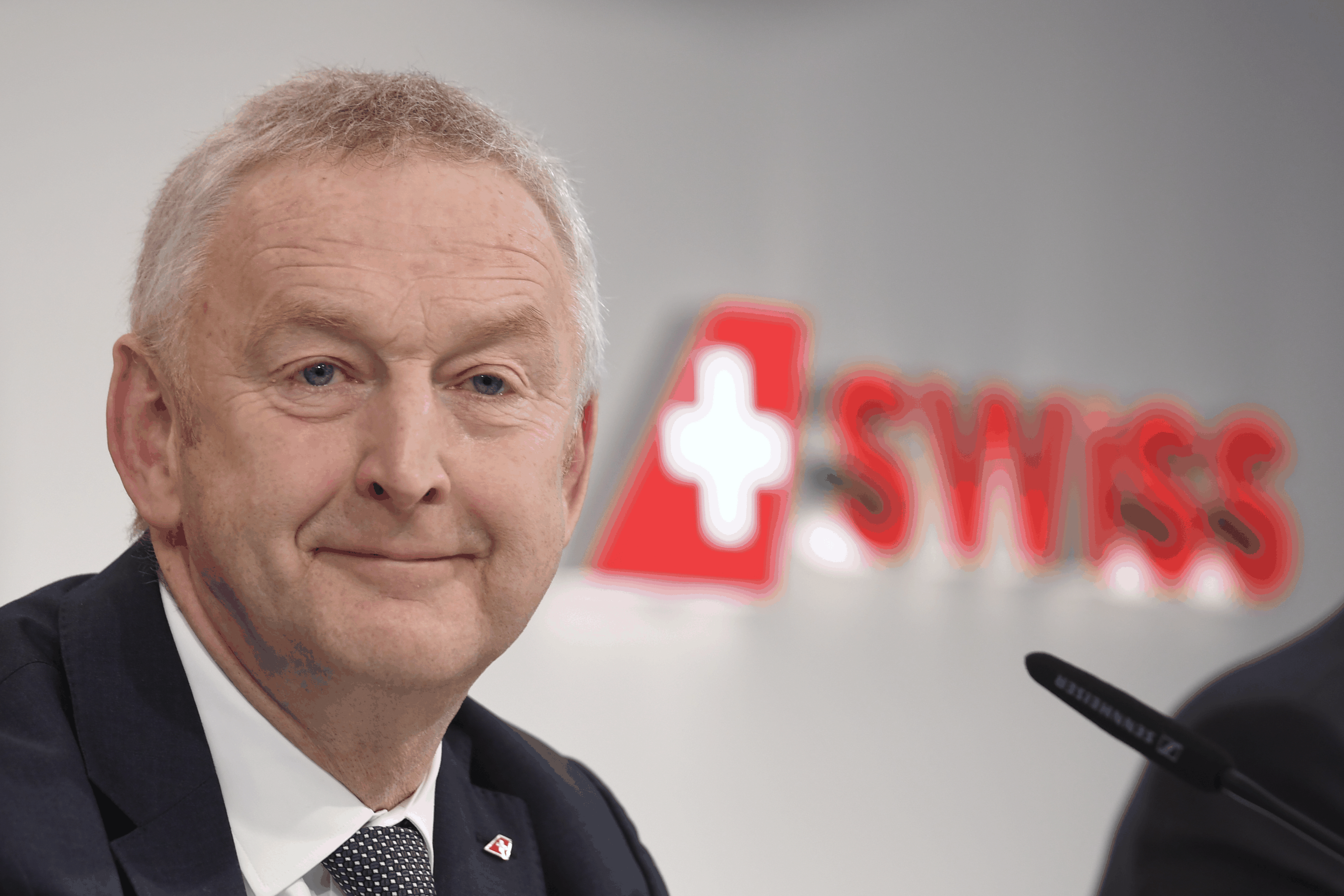 CEO Thomas Kluehr speaks at the Annual Media Conference of Swiss International Air Lines (SWISS), on Thursday, 14 March 2019 in Kloten, Zurich, Switzerland. (KEYSTONE/Ennio Leanza)
