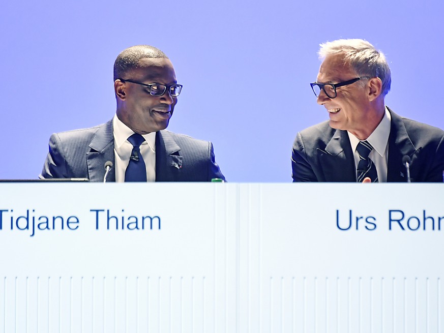 Die Führungsspitze der Grossbank Credit Suisse um Verwaltungsratspräsident Urs Rohner (rechts) und Konzernchef Tidjane Thiam (links) müssen sich um ihre Aktivitäten in den USA kümmern. (Archivbild)
