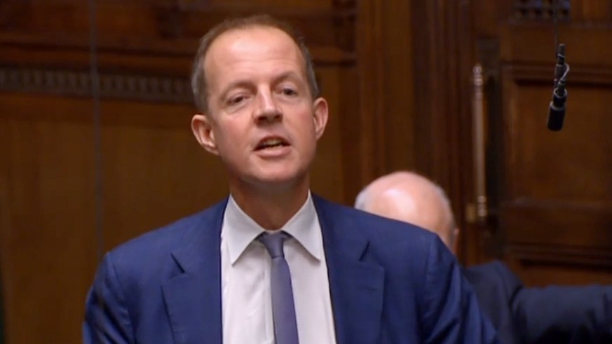 epa07479189 A grab from a handout video made available by the UK Parliamentary Recording Unit shows Members of Parliament Nick Boles announcing the he quits the Conservative Party after the result of  ...