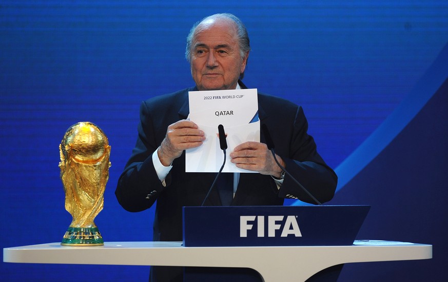 FILE - JUNE 02, 2015: Sepp Blatter has announced that he will resign as FIFA president ZURICH, SWITZERLAND - DECEMBER 02: FIFA President Joseph S Blatter names Qatar as the winning hosts of 2022 durin ...