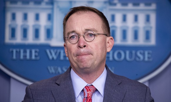 epa07928081 Acting White House Chief of Staff Mick Mulvaney holds a news conference in the James Brady Press Briefing Room of the White House, in Washington, DC, USA, 17 October 2019. Mulvaney announc ...