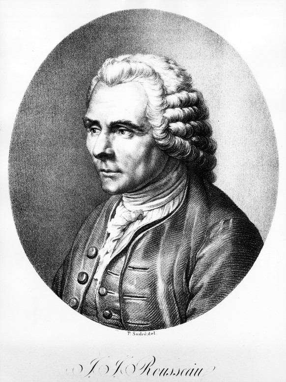 Jean-Jacques Rousseau (1712-1775), Genfer Autor und Philosoph, in einer undatierten Zeichnung von T. Sudre. (KEYSTONE/Str)