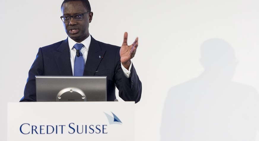 epa05228441 (FILE) A file photograph showing Tidjane Thiam, CEO of Swiss bank Credit Suisse, who speaks during a press conference in Zurich, Switzerland, 04 February 2016. According to the Swiss bank& ...
