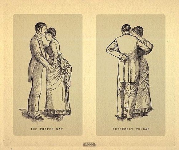 Links: adäquate Haltung beim Tanz, rechts: extrem vulgäres Tanzen. Gilt heute auch noch, oder?