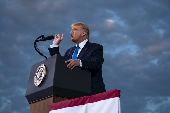 President Donald Trump speaks during a campaign rally at Cecil Airport, Thursday, Sept. 24, 2020, in Jacksonville, Fla. (AP Photo/Evan Vucci)
Donald Trump