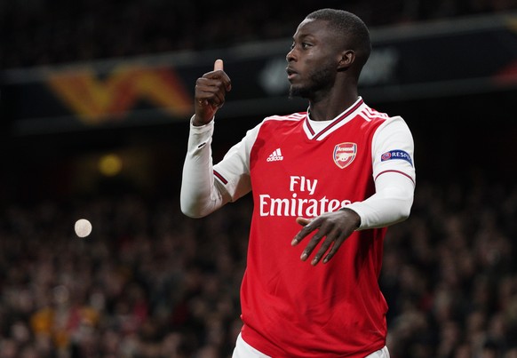 epa07947638 Nicolas Pepe of Arsenal during the UEFA Europa League Group F match between Arsenal London and Vitoria Guimaraes in London, Britain, 24 October 2019. EPA/WILL OLIVER
