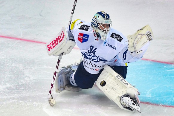 Ambri&#039;s goalkeeper Gauthier Descloux during the preliminary round game of National League A (NLA) Swiss Championship 2016/17 between HC Lugano and HC Ambri Piotta, at the ice stadium Resega in Lu ...