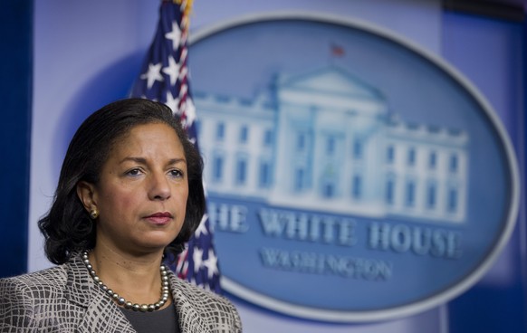 FILE - In this March 21, 2014, file photo National Security Adviser Susan Rice listens to reporters questions during a briefing in the Brady Press Briefing Room of the White House in Washington. Democ ...