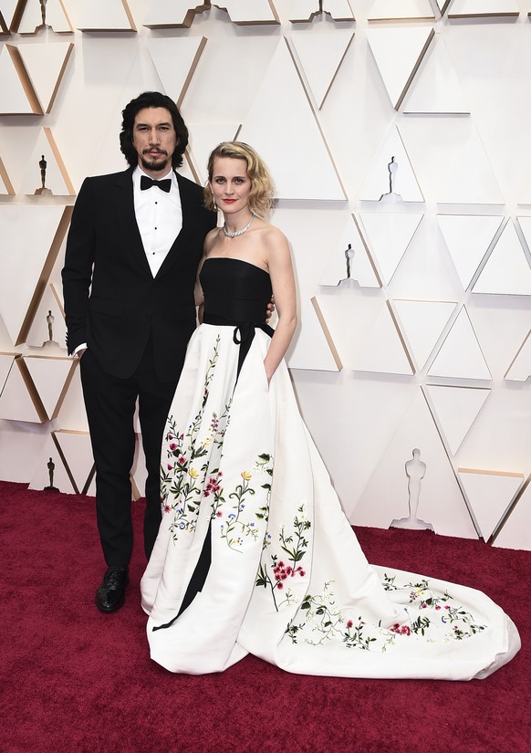 Adam Driver, left, and Joanne Tucker arrive at the Oscars on Sunday, Feb. 9, 2020, at the Dolby Theatre in Los Angeles. (Photo by Jordan Strauss/Invision/AP)
Adam Driver,Joanne Tucker