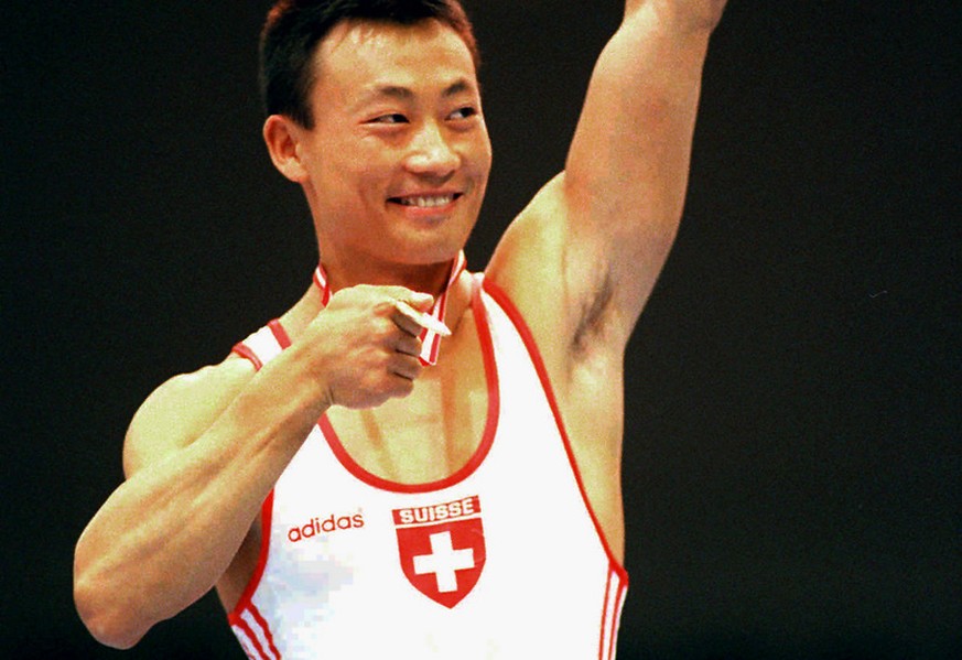 Swiss gymnasts Li Donghua won goldmedal at The European Gymnastic Championship in Copenhagen Sunday May 12, 1996. (KEYSTONE/AP Photo/Bjarke Orsted)