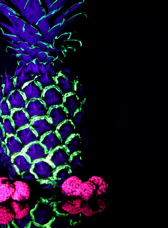 ananas himbeere UV licht foto frucht essen food