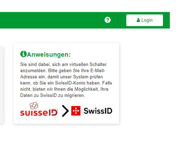 Der virtuelle Schalter des Kantons St.Gallen ist nur für die SwissID geöffent.