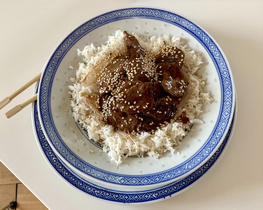 mongolian lamb lammfleisch wok kochen essen food asiatisch