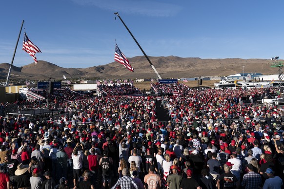 President Donald Trump speaks at a campaign rally at Carson City Airport, Sunday, Oct. 18, 2020, in Carson City, Nev. (AP Photo/Alex Brandon)
Donald Trump