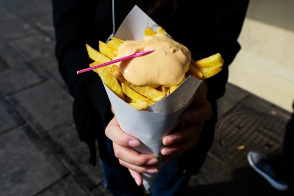 epa07032136 A view of typical Belgian French fries &#039;Frites&#039;, chips, in Brussels, Belgium, 19 September 2018. Reports state that Belgium&#039;s traditional potato &#039;frites&#039; could soo ...