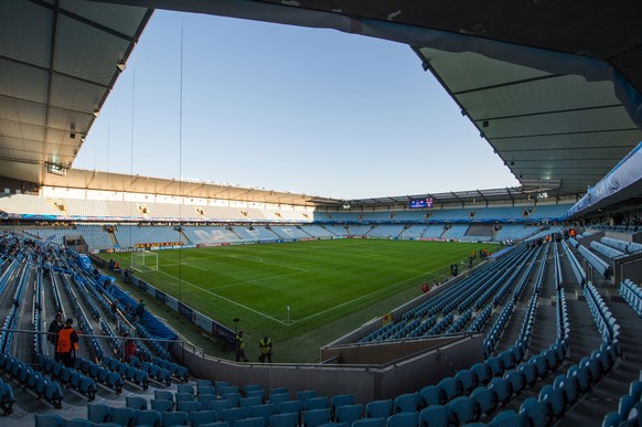 MALMO,SWEDEN - AUGUST 27: A general view of the inside of the Swedbank Stadion before the UEFA Champions League play-off second leg football match between Malmo FF and FC Salzburg at the Swedbank Stad ...