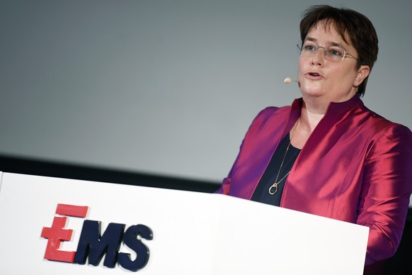 Magdalena Martullo-Blocher, CEO Ems Chemie an der Bilanz-Medienkonferenz der EMS-Gruppe in Zuerich am Freitag, 7. Februar 2020. (KEYSTONE/Walter Bieri)