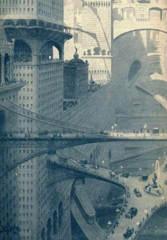 william r. leigh Right: William R. Leigh, &quot;Great City of the Future,&quot; Cosmopolitan, November 1908.

 https://www.reddit.com/r/RetroFuturism/comments/hgobb9/city_of_the_future_as_imagined_in_ ...
