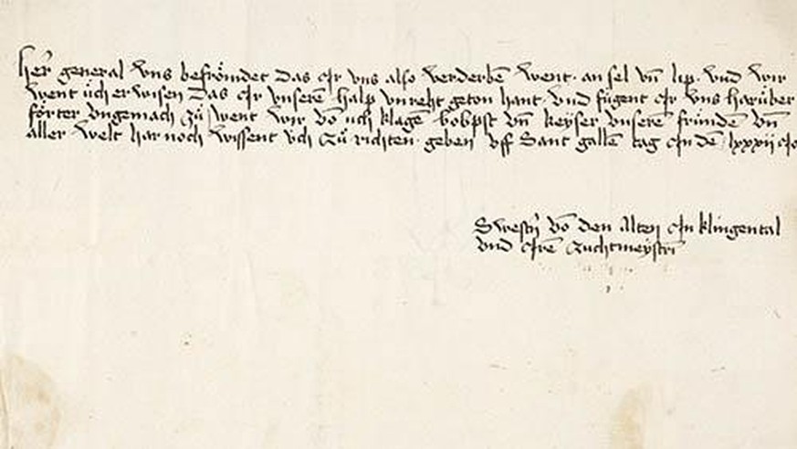 Protestschreiben der Reformnonnen im Kloster Klingental an den Papst vom 16. Oktober 1482.