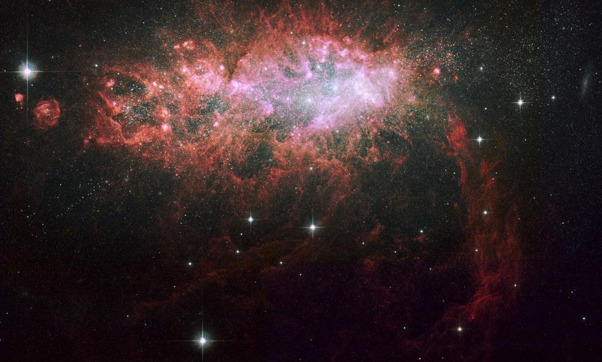 This image taken by NASA&#039;s Hubble Space Telescope and released Thursday Nov. 20, 2008 showcases the brilliant core of NGC 1569 one of the most active star making galaxies in our local neighborhoo ...