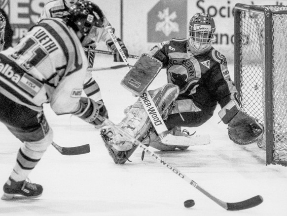 Der HC Lugano wird 1989 erst im Final vom SC Bern gestoppt. Im Tor der Mutzen: Renato Tosio.&nbsp;