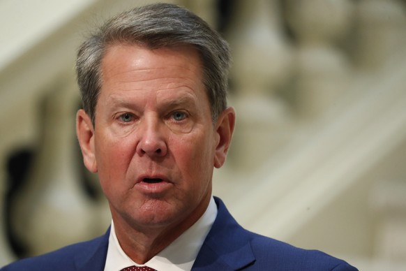 FILE - In this July 17, 2020, file photo, Georgia Gov. Brian Kemp speaks during a coronavirus briefing at the Capitol, in Atlanta. Republican Gov. Kemp and his wife are quarantining after being expose ...