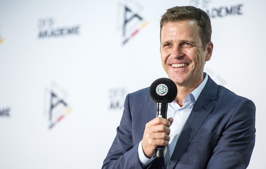 FRANKFURT AM MAIN, GERMANY - JUNE 01: German National Team manager Oliver Bierhoff during the DFB Academy project presentation at DFB Headquarter on June 1, 2015 in Frankfurt am Main, Germany. (Photo  ...