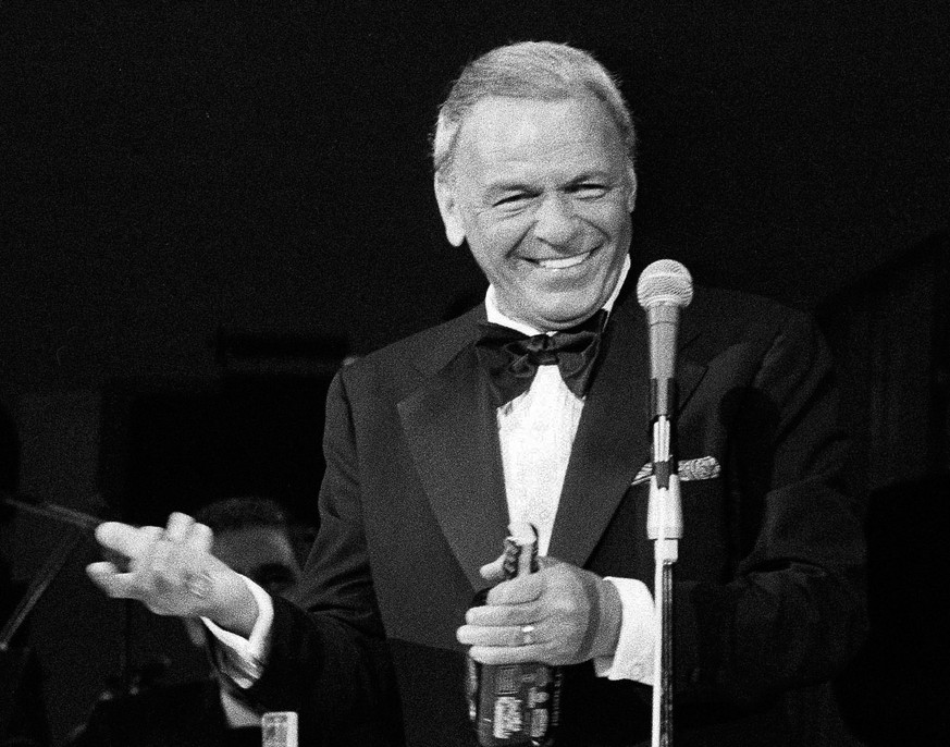 FILE - In this May 18, 1977 file photo, performer Frank Sinatra appears on the stage of the Westchester Premier Theater in Tarrytown, N.Y., during the opening night of his act with Dean Martin. Sinatr ...