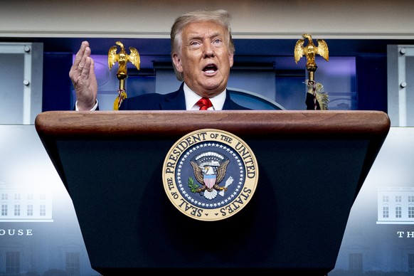 President Donald Trump speaks during a news conference in the James Brady Press Briefing Room at the White House, Monday, Aug. 31, 2020, in Washington. (AP Photo/Andrew Harnik)
Donald Trump