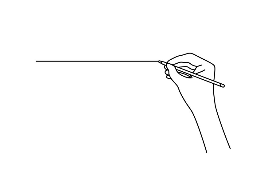 Hand mit Bleistift zieht eine Linie