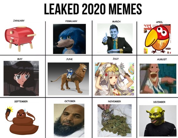 leaked 2020 memes calendar kalneder https://knowyourmeme.com/photos/1512344-meme-of-the-month-calendars
