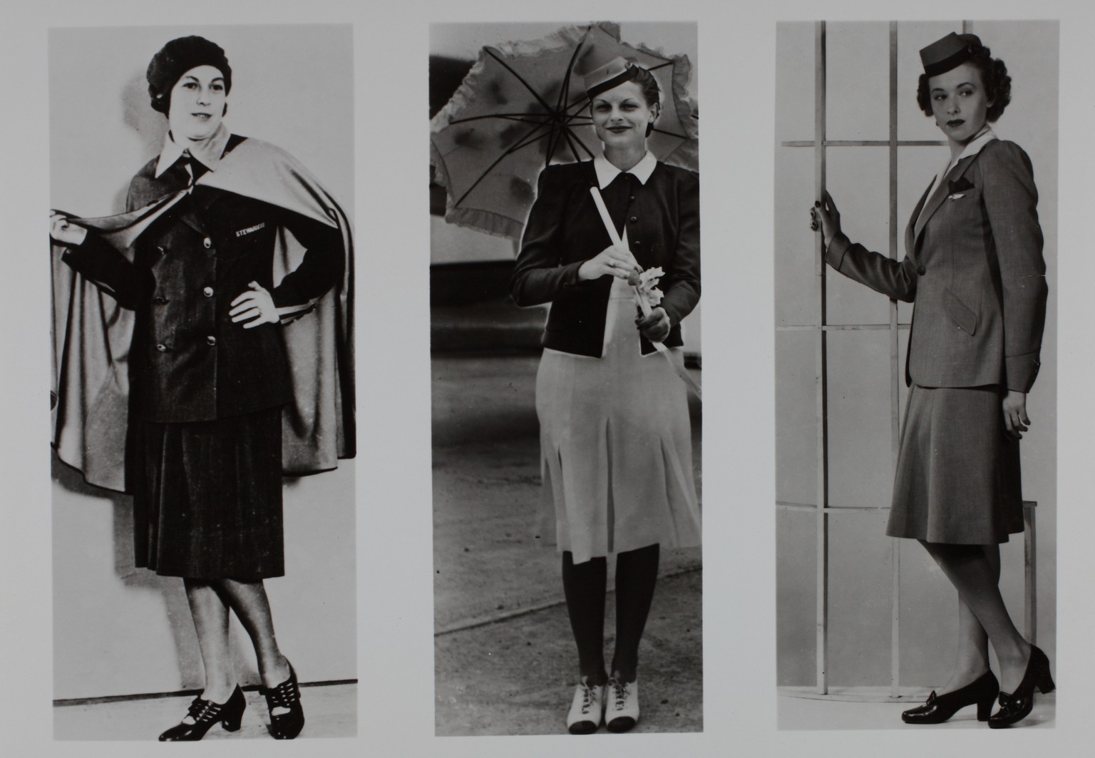Stewardessen der United Airlines trugen bis in die 1940er Jahre diese Uniformen.