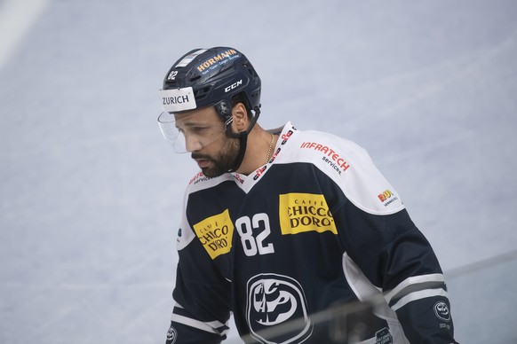 Ambri&#039;s player Michael Ngoy, during the preliminary round game of National League (NLA) Swiss Championship 2020/21 between HC Ambri-Piotta against Friborg-Gotteron at the ice stadium Valascia, Sw ...