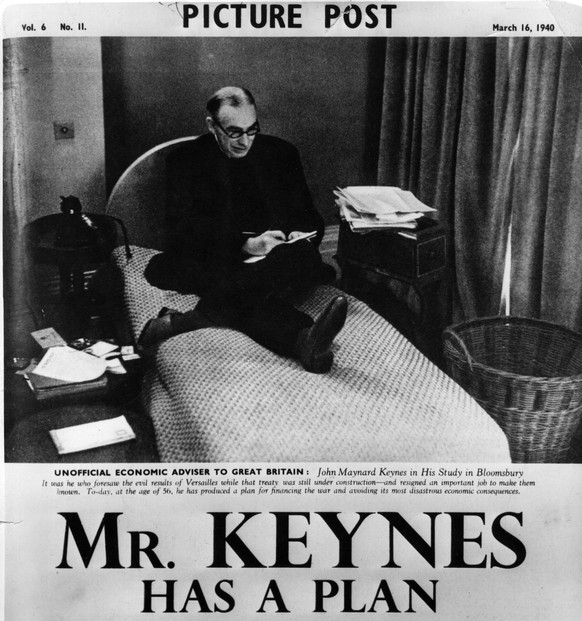 March 1940: English economist John Maynard Keynes (1883-1946), created 1st Baron Keynes, the &#039;unofficial economic adviser to Great Britain&#039;, in his study at Bloomsbury, London. He has formul ...