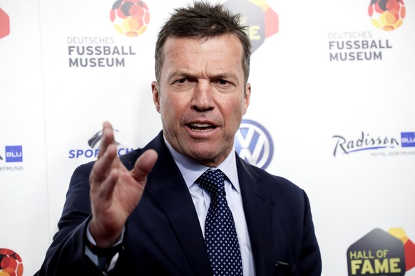 epa07478813 German former soccer player Lothar Matthaeus reacts as he arrives for the opening gala of the &#039;Hall Of Fame&#039; of German football in Dortmund, Germany, 01 April 2019. The Hall Of F ...