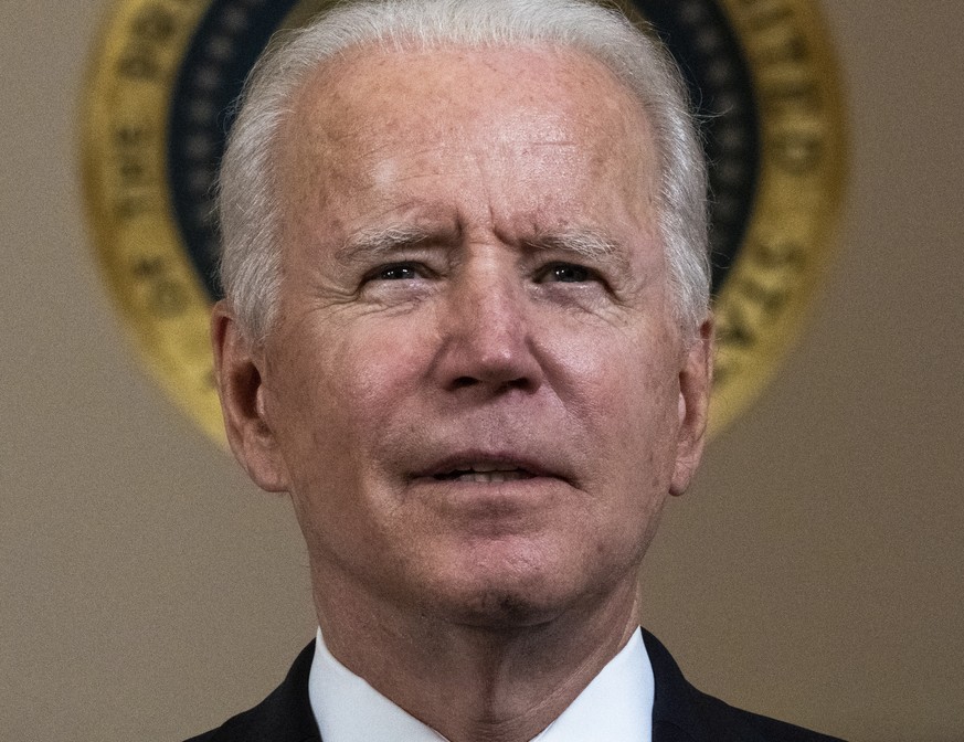 epa09148565 US President Joe Biden makes remarks after former Minneapolis Police Department Police Officer Derek Chauvin was found guilty on all counts in the death of George Floyd, at the White House ...