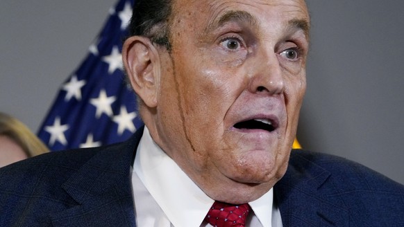 Former Mayor of New York Rudy Giuliani, a lawyer for President Donald Trump, speaks during a news conference at the Republican National Committee headquarters, Thursday Nov. 19, 2020, in Washington. ( ...