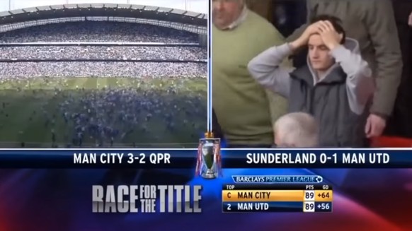 Was für ein Drama! Manchester City sichert sich durch ein Last-Minute-Goal von Sergio Agüero gegen die Queens Park Rangers den ersten Meistertitel seit 44 Jahren – ausgerechnet auf Kosten von Stadtriv ...