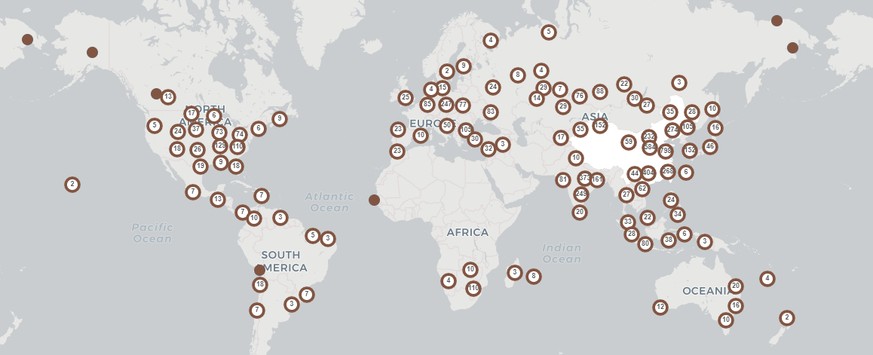Sämtliche Kohlekraftwerke dieser Welt auf einer Karte.