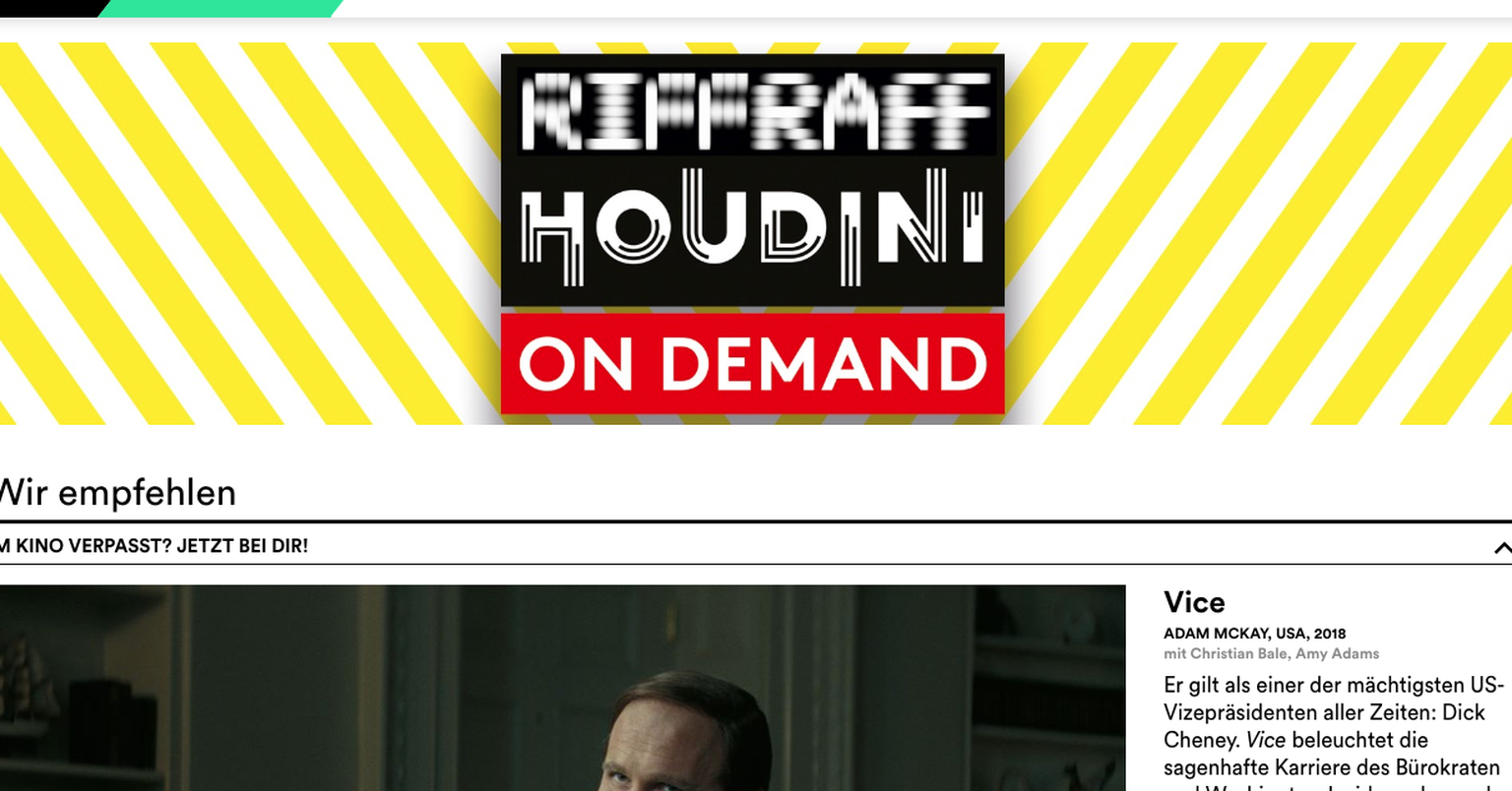 Die Kinos Riffraff, Houdini und Bourbaki bieten auf der Plattform «cinefile» Kinofilme zum Streamen an.